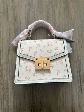 ALDO Mini Top-Handle Bag with Pink Floral & Crossbody strap